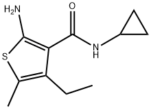 2-氨基-N-环丙基-4-乙基-5-甲基-3-噻吩甲酰胺,590355-64-9,结构式