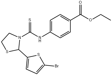 Benzoic acid, 4-[[[2-(5-bromo-2-thienyl)-3-thiazolidinyl]thioxomethyl]amino]-, ethyl ester (9CI) 结构式