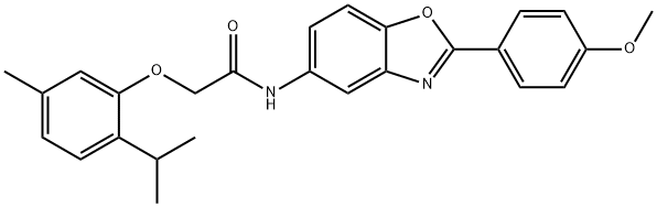 Acetamide, N-[2-(4-methoxyphenyl)-5-benzoxazolyl]-2-[5-methyl-2-(1-methylethyl)phenoxy]- (9CI),590394-00-6,结构式