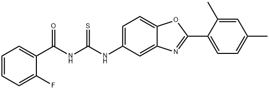 Benzamide, N-[[[2-(2,4-dimethylphenyl)-5-benzoxazolyl]amino]thioxomethyl]-2-fluoro- (9CI),590394-10-8,结构式