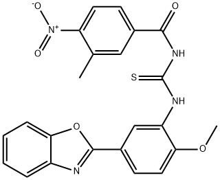 Benzamide, N-[[[5-(2-benzoxazolyl)-2-methoxyphenyl]amino]thioxomethyl]-3-methyl-4-nitro- (9CI)|