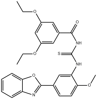 Benzamide, N-[[[5-(2-benzoxazolyl)-2-methoxyphenyl]amino]thioxomethyl]-3,5-diethoxy- (9CI),590394-96-0,结构式