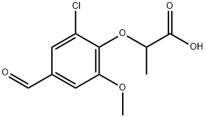 2-(2-クロロ-4-ホルミル-6-メトキシフェノキシ)プロパン酸 化学構造式