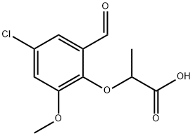 2-(4-クロロ-2-ホルミル-6-メトキシフェノキシ)プロパン酸 化学構造式