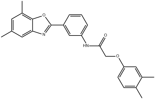 Acetamide, N-[3-(5,7-dimethyl-2-benzoxazolyl)phenyl]-2-(3,4-dimethylphenoxy)- (9CI) 化学構造式