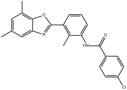 Benzamide, 4-chloro-N-[3-(5,7-dimethyl-2-benzoxazolyl)-2-methylphenyl]- (9CI),590395-74-7,结构式