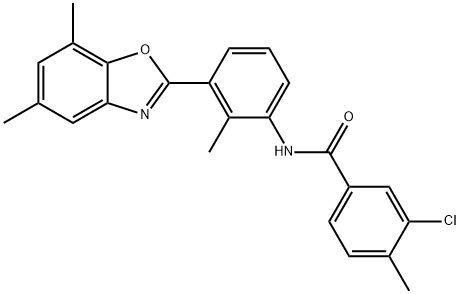 Benzamide, 3-chloro-N-[3-(5,7-dimethyl-2-benzoxazolyl)-2-methylphenyl]-4-methyl- (9CI),590395-75-8,结构式