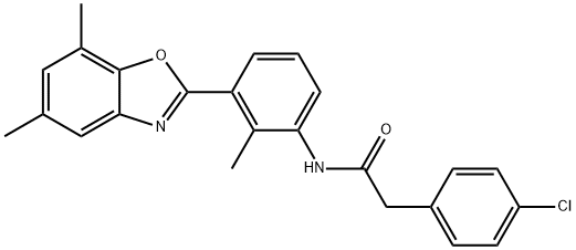 Benzeneacetamide, 4-chloro-N-[3-(5,7-dimethyl-2-benzoxazolyl)-2-methylphenyl]- (9CI),590395-88-3,结构式