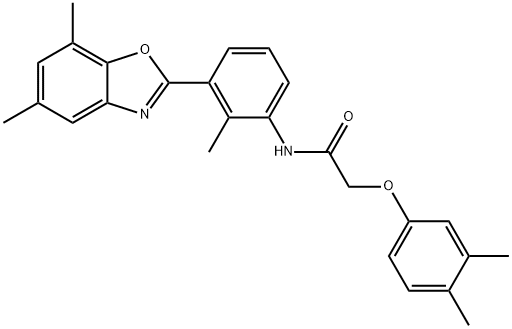 Acetamide, N-[3-(5,7-dimethyl-2-benzoxazolyl)-2-methylphenyl]-2-(3,4-dimethylphenoxy)- (9CI) Structure
