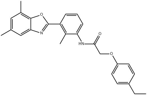 Acetamide, N-[3-(5,7-dimethyl-2-benzoxazolyl)-2-methylphenyl]-2-(4-ethylphenoxy)- (9CI),590395-94-1,结构式