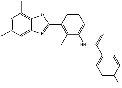 Benzamide, N-[3-(5,7-dimethyl-2-benzoxazolyl)-2-methylphenyl]-4-fluoro- (9CI) Structure