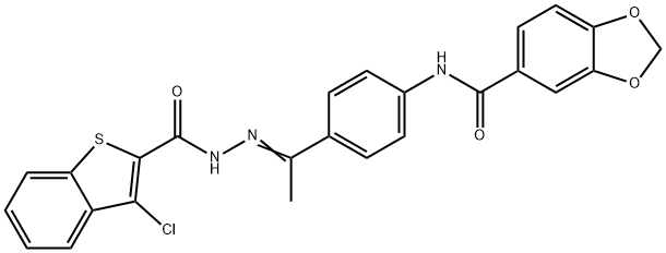 Benzo[b]thiophene-2-carboxylic acid, 3-chloro-, [1-[4-[(1,3-benzodioxol-5-ylcarbonyl)amino]phenyl]ethylidene]hydrazide (9CI),590399-87-4,结构式
