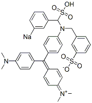 N-メチル-N-[4-[[4-(ジメチルアミノ)フェニル][4-[N-(3-スルホナトベンジル)-N-(3-ソジオスルホベンジル)アミノ]フェニル]メチレン]-2,5-シクロヘキサジエン-1-イリデン]メタンアミニウム 化学構造式