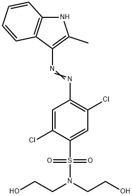 2,5-ジクロロ-N,N-ビス(2-ヒドロキシエチル)-4-[(2-メチル-1H-インドール-3-イル)アゾ]ベンゼンスルホンアミド 化学構造式
