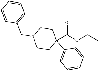 1-ベンジル-4-フェニルピペリジン-4-カルボン酸エチル 化学構造式