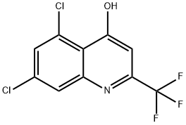 5,7-ジクロロ-4-ヒドロキシ-2-(トリフルオロメチル)キノリン 化学構造式