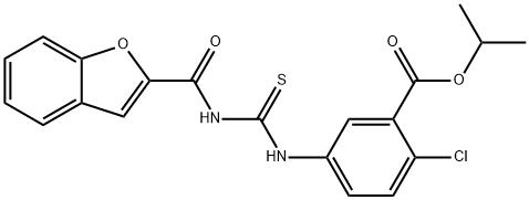 Benzoic acid, 5-[[[(2-benzofuranylcarbonyl)amino]thioxomethyl]amino]-2-chloro-, 1-methylethyl ester (9CI),591210-72-9,结构式