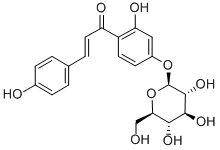 (E)-2',4-ジヒドロキシ-4'-(β-D-グルコピラノシルオキシ)カルコン 化学構造式