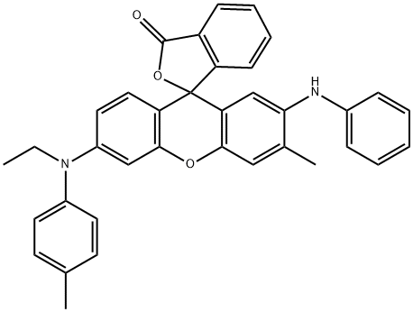 2'-anilino-6'-[ethyl(p-tolyl)amino]-3'-methylspiro[isobenzofuran-1(3H),9'-[9H]xanthene]-3-one Struktur