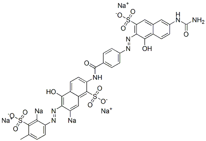7-Ureido-4-hydroxy-3-[[4-[[5-hydroxy-6-[(4-methyl-2-sodiosulfophenyl)azo]-7-sodiosulfo-2-naphthalenyl]aminocarbonyl]phenyl]azo]naphthalene-2-sulfonic acid sodium salt Struktur