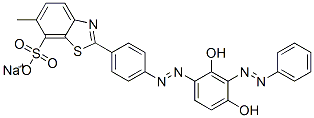 sodium 2-[4-[[2,4-dihydroxy-3-(phenylazo)phenyl]azo]phenyl]-6-methylbenzothiazole-7-sulphonate Struktur