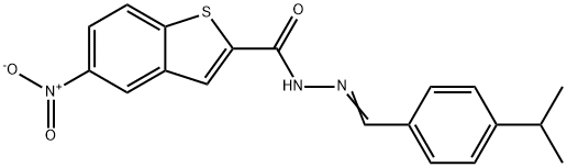 Benzo[b]thiophene-2-carboxylic acid, 5-nitro-, [[4-(1-methylethyl)phenyl]methylene]hydrazide (9CI) Struktur