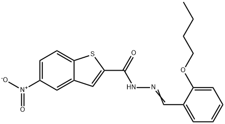Benzo[b]thiophene-2-carboxylic acid, 5-nitro-, [(2-butoxyphenyl)methylene]hydrazide (9CI) Struktur