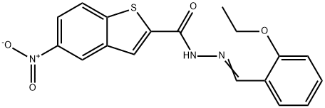 Benzo[b]thiophene-2-carboxylic acid, 5-nitro-, [(2-ethoxyphenyl)methylene]hydrazide (9CI) Struktur