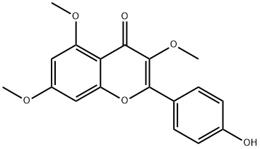 4H-1-Benzopyran-4-one, 2-(4-hydroxyphenyl)-3,5,7-trimethoxy- Struktur