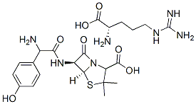 L-arginine [2S-[2alpha,5alpha,6beta(S*)]]-6-[amino(p-hydroxyphenyl)acetamido]-3,3-dimethyl-7-oxo-4-thia-1-azabicyclo[3.2.0]heptane-2-carboxylate Struktur