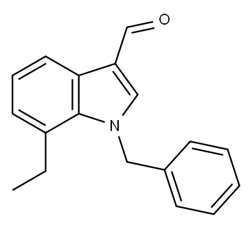 1H-Indole-3-carboxaldehyde,7-ethyl-1-(phenylmethyl)-(9CI),593236-91-0,结构式