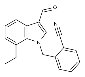 Benzonitrile, 2-[(7-ethyl-3-formyl-1H-indol-1-yl)methyl]- (9CI),593237-01-5,结构式