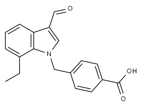 Benzoic acid, 4-[(7-ethyl-3-formyl-1H-indol-1-yl)methyl]- (9CI),593237-05-9,结构式