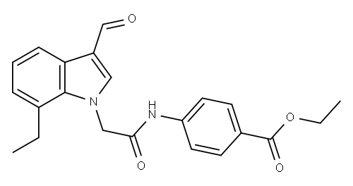 Benzoic acid, 4-[[(7-ethyl-3-formyl-1H-indol-1-yl)acetyl]amino]-, ethyl ester (9CI),593237-12-8,结构式