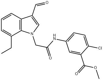 Benzoic acid, 2-chloro-5-[[(7-ethyl-3-formyl-1H-indol-1-yl)acetyl]amino]-, methyl ester (9CI) Struktur