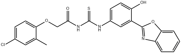 Acetamide, N-[[[3-(2-benzoxazolyl)-4-hydroxyphenyl]amino]thioxomethyl]-2-(4-chloro-2-methylphenoxy)- (9CI) Struktur