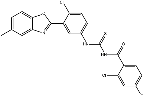 Benzamide, 2-chloro-N-[[[4-chloro-3-(5-methyl-2-benzoxazolyl)phenyl]amino]thioxomethyl]-4-fluoro- (9CI) Structure