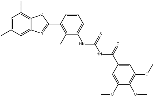 Benzamide, N-[[[3-(5,7-dimethyl-2-benzoxazolyl)-2-methylphenyl]amino]thioxomethyl]-3,4,5-trimethoxy- (9CI) Structure
