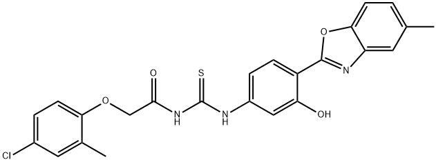Acetamide, 2-(4-chloro-2-methylphenoxy)-N-[[[3-hydroxy-4-(5-methyl-2-benzoxazolyl)phenyl]amino]thioxomethyl]- (9CI) 结构式