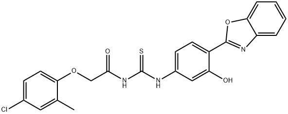 Acetamide, N-[[[4-(2-benzoxazolyl)-3-hydroxyphenyl]amino]thioxomethyl]-2-(4-chloro-2-methylphenoxy)- (9CI) Struktur