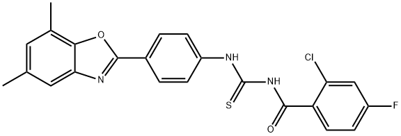 Benzamide, 2-chloro-N-[[[4-(5,7-dimethyl-2-benzoxazolyl)phenyl]amino]thioxomethyl]-4-fluoro- (9CI) Structure
