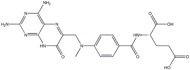 N-[4-[[(2,4-ジアミノ-7-ヒドロキシプテリジン-6-イル)メチル]メチルアミノ]ベンゾイル]-L-グルタミン酸 化学構造式