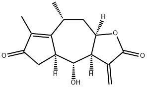 3a,4a,5,8,9,9a-Hexahydro-4-hydroxy-7,8-dimethyl-3-methyleneazuleno[6,5-b]furan-2,6(3H,4H)-dione,5945-70-0,结构式