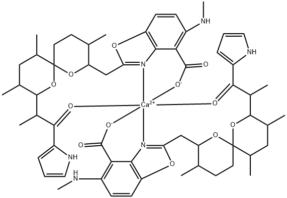 カルシウムイオノフォア A23187 ヘミカルシウム塩 化学構造式