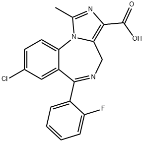 8-クロロ-6-(2-フルオロフェニル)-1-メチル-4H-イミダゾ[1,5-a][1,4]ベンゾジアゼピン-3-カルボン酸 化学構造式