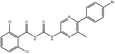 1-[5-(4-ブロモフェニル)-6-メチルピラジン-2-イル]-3-(2,6-ジクロロベンゾイル)尿素 化学構造式