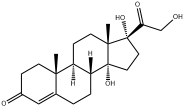 14,17,21-トリヒドロキシプレグナ-4-エン-3,20-ジオン 化学構造式