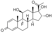 9-フルオロ-11β,16α,17-トリヒドロキシプレグナ-1,4-ジエン-3,20-ジオン 化学構造式