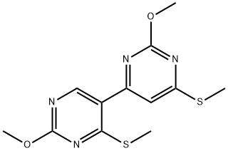 2,2'-ジメトキシ-4',6-ビス(メチルチオ)-4,5'-ビピリミジン 化学構造式