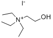 (2-ヒドロキシエチル)トリエチルアンモニウムヨージド 化学構造式